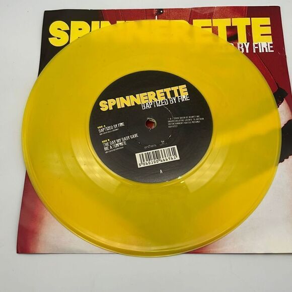 SPINNERETTE Baptized By‎ Fire 7” Yellow Vinyl-New-HOFF072S - Picture 4 of 6